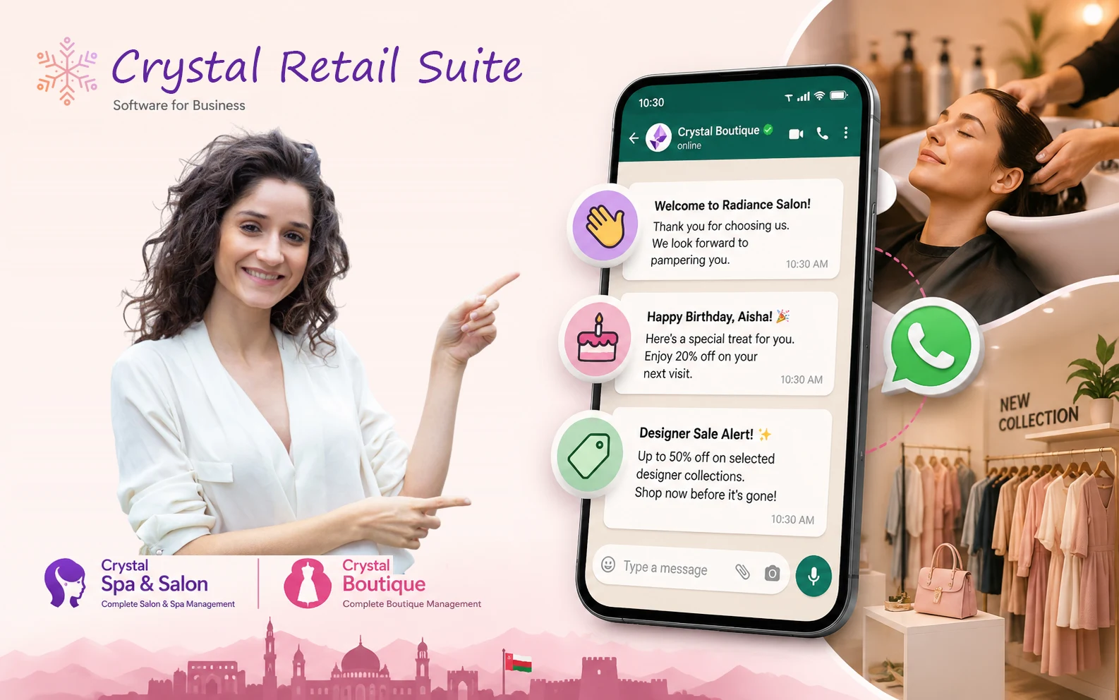 How Crystal Software Automates WhatsApp for Salons and Boutiques in Oman