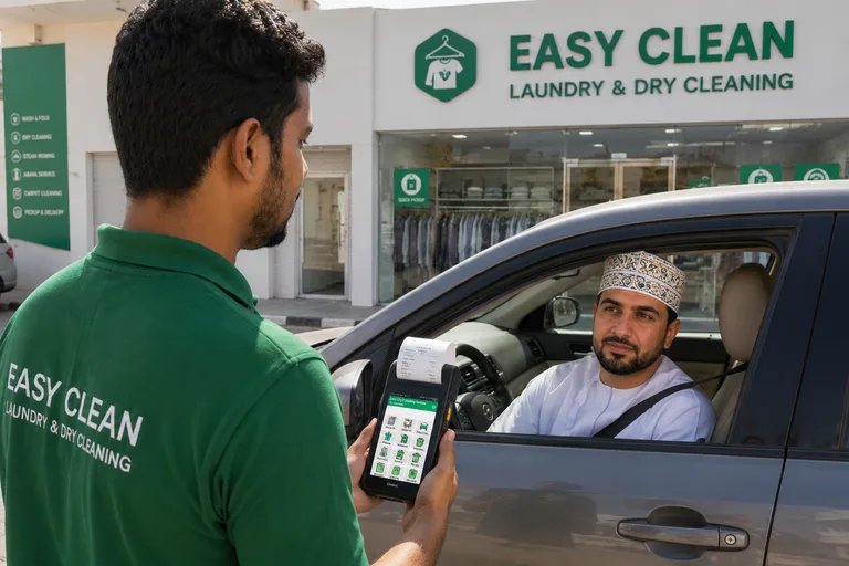 Crystal Clean Android app showing order management interface on a mobile device — same features as the Windows counter application